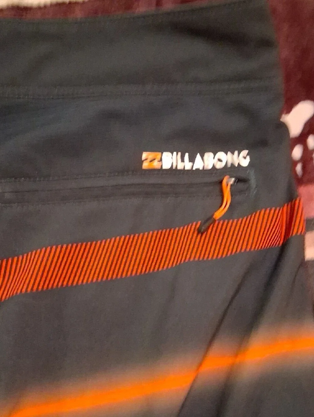 Billabong Men’s Navy, Light Blue & Orange Striped Board Shorts